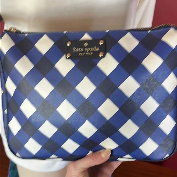 Kate Spade Gingham Blue and White Crossbody Bag - Picture 3 of 16